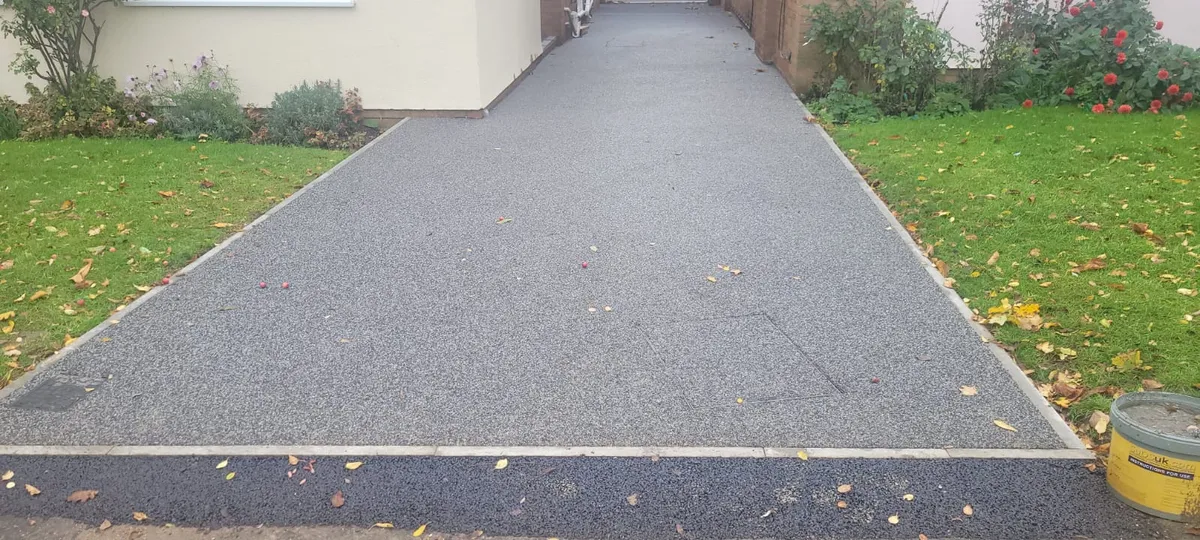 Grey resin path from the pavement