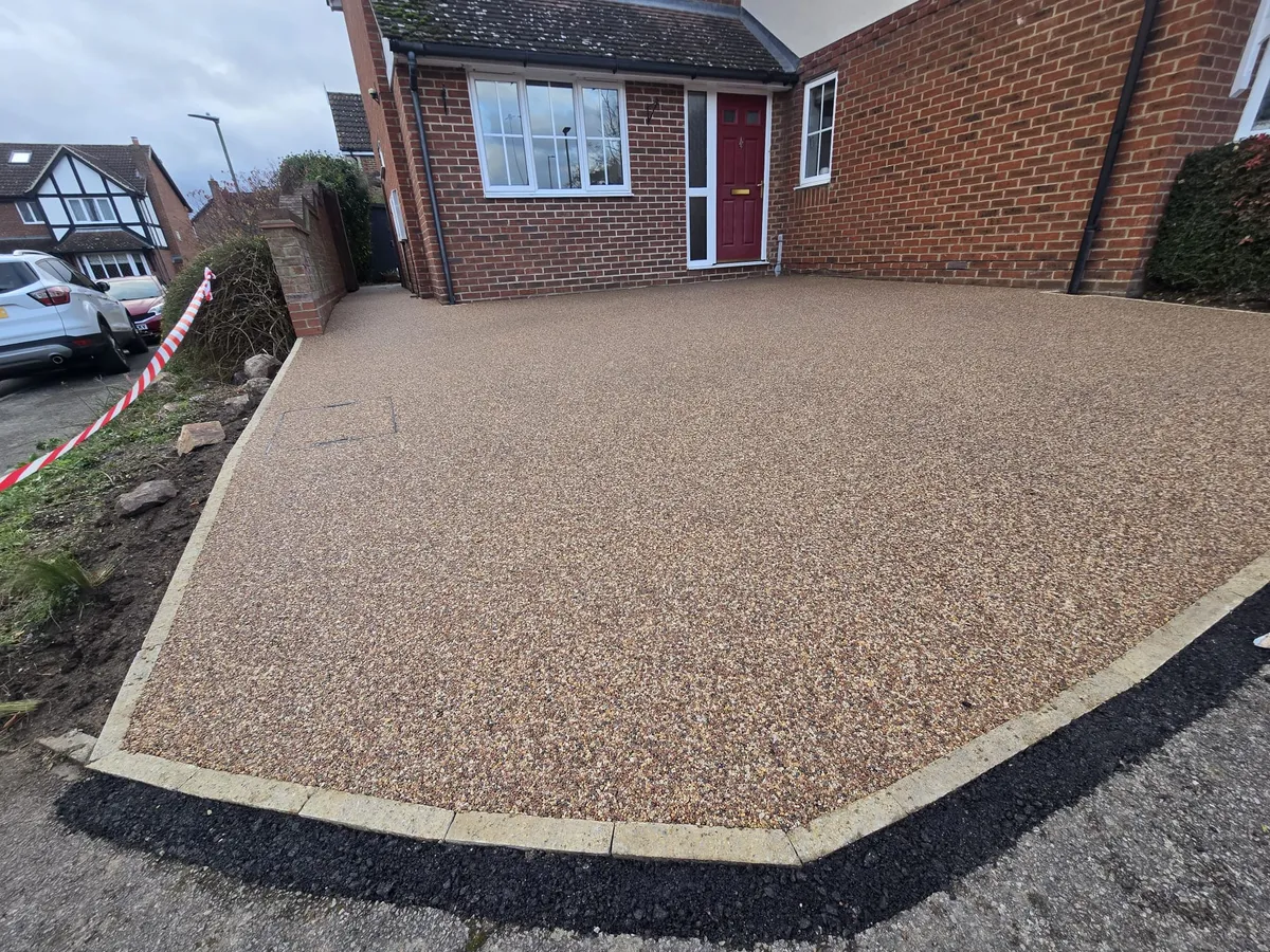 New golden resin driveway